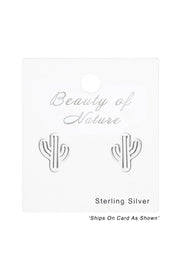 Sterling Silver Cactus Ear Studs - SS