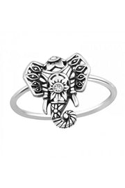 Sterling Silver Elephant Ring With CZ - SS