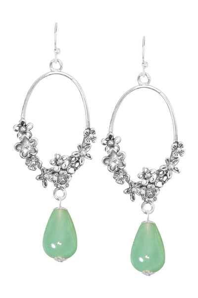 Green Aventurine & Blossoms Drop Earrings - SF