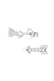 Sterling Silver Arrow Ear Studs With Cubic Zirconia - SS
