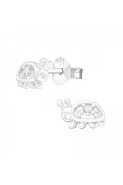 Sterling Silver Ladybug Ear Studs With Cubic Zirconia - SS