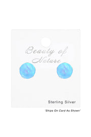 Sterling Silver Ball Ear Studs With Opal - SS