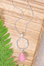 Pink Murano Glass & Freeform Pendant Necklace - SF