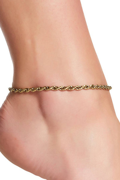 Antique Gold-Plated Rope Chain Anklet - GF