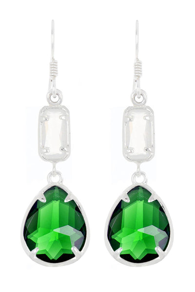 Emerald Crystal Drop Earrings - SF