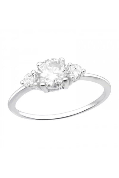 Sterling Silver Triple Stone CZ Marquis Ring - SS