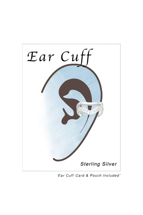 Sterling Silver Plain Ear Cuff With Cubic Zirconia - SS