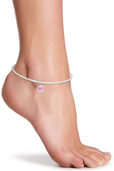 Pink Mother Of Pearl Beaded Anklet - SF