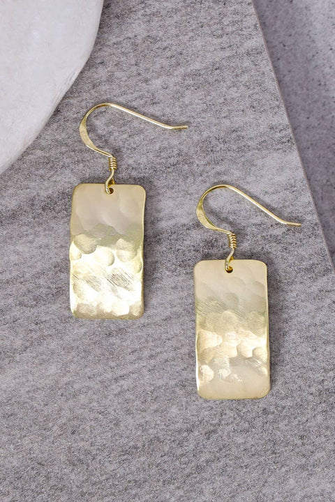 Hammered Rectangle Earrings - GF
