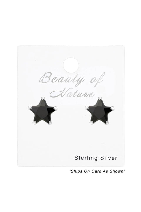 Sterling Silver Star 4mm Ear Studs With Cubic Zirconia - SS