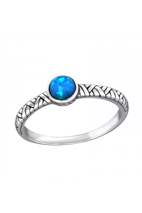 Sterling Silver Ring With Pacific Blue Opal - SS