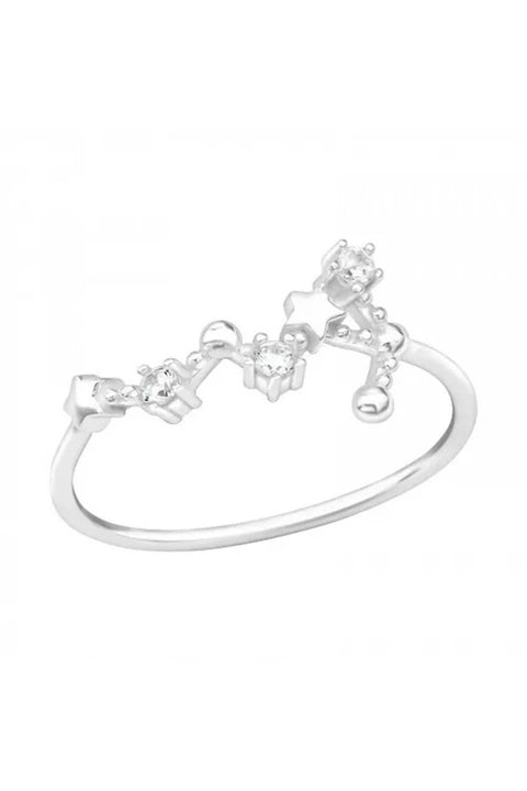 Sterling Silver Virgo Constellation Ring With CZ - SS