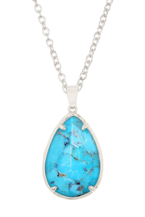 Turquoise Pear Cut Pendant Necklace - SF