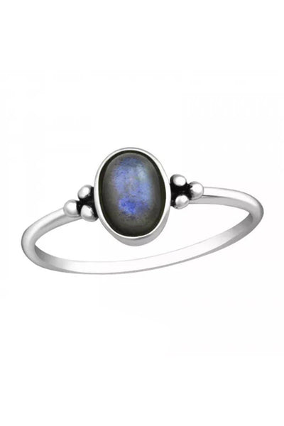 Sterling Silver Oval Ring With Labradorite - SS