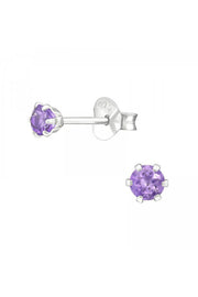 Sterling Silver Round 3mm Ear Studs With Semi Precious - SS