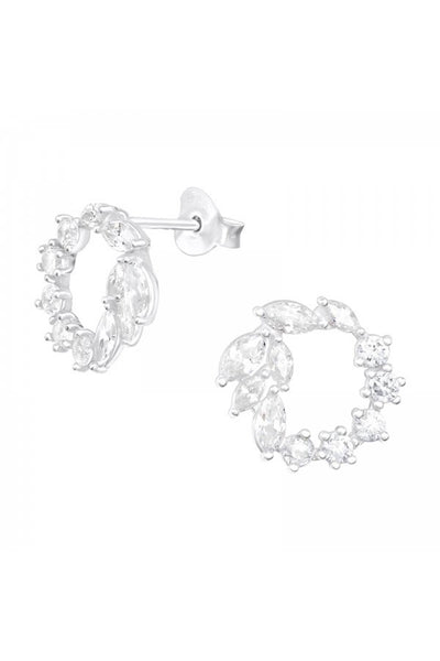 Sterling Silver Snowflake Ear Studs With Cubic Zirconia - SS