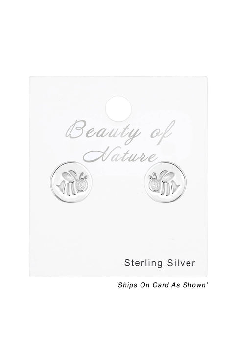 Sterling Silver Bee Ear Studs - SS