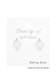Sterling Silver Leaf Ear Studs - SS