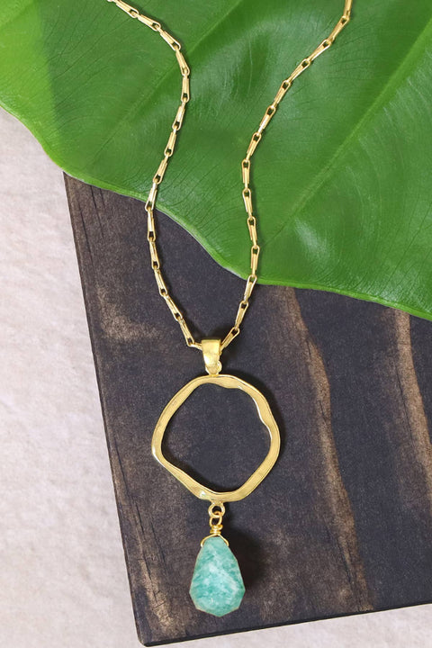Amazonite & Orbit Pendant Necklace - GF