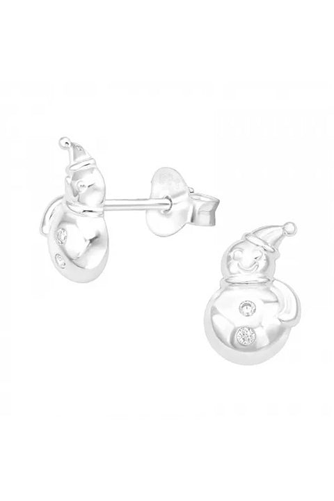 Sterling Silver Snowflake Ear Studs With Cubic Zirconia - SS