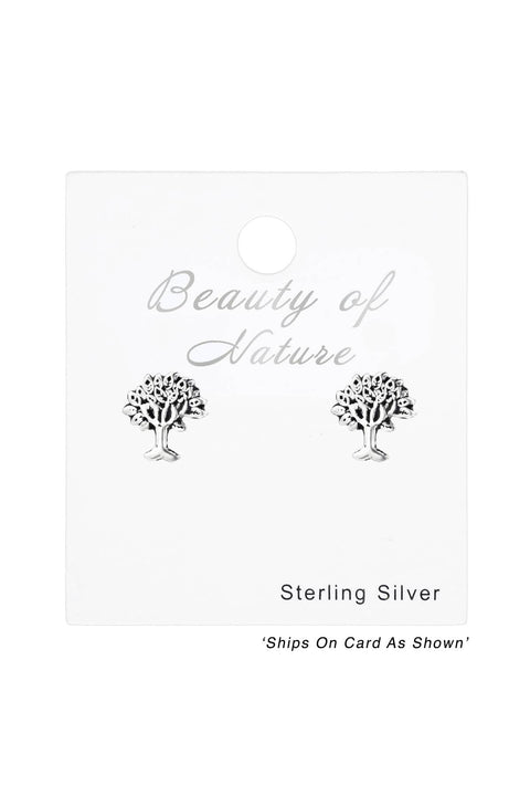 Sterling Silver Tree Of Life Ear Studs - SS