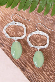 Green Murano Glass & Freeform Drop Earrings - SF