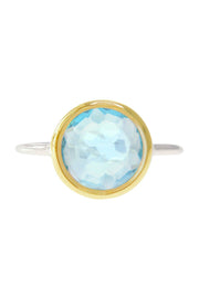 Sky Blue Crystal 2 Tone Plated Ring - SF