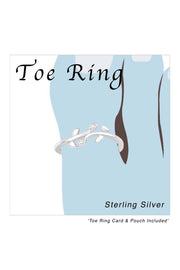 Sterling Silver Leaves Adjustable Toe Ring With CZ - SS