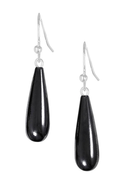 Sterling Silver & Hematite Water Drop Earrings - SS