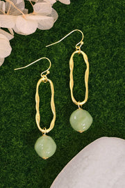Green Murano Glass & Freeform Hoop Drop Earrings - GF