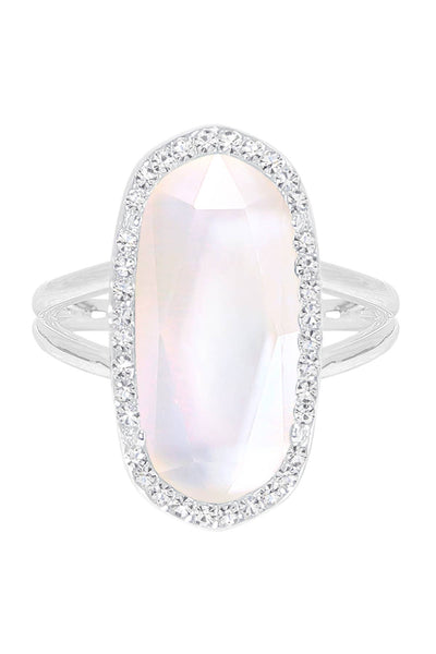 Mother Of Pearl Quartz Halo Ring - SF