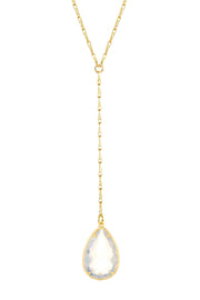 Moonstone Crystal Pear Cut Y Necklace - GF