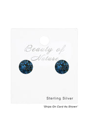 Sterling Silver Round Ear Studs With Genuine Crystals - SS