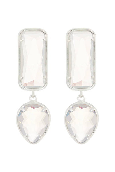 Moonstone Crystal Hanging Post Earrings - SF