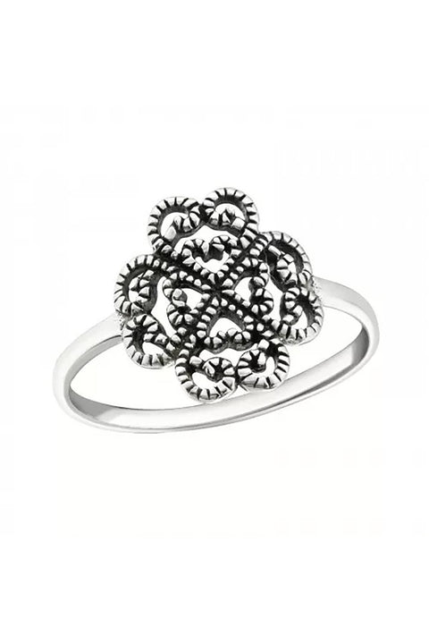 Sterling Silver Filigree Flower Ring - SS