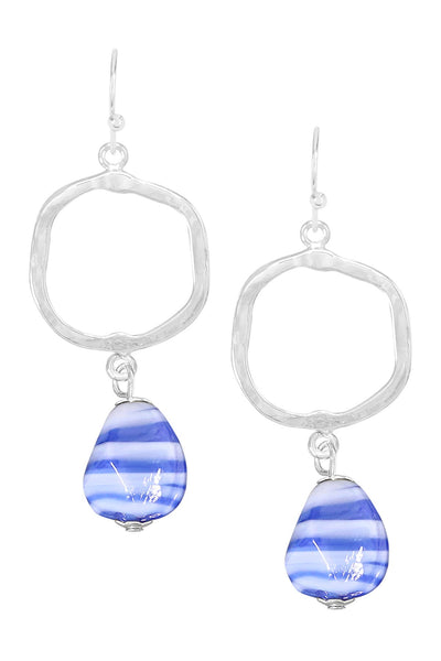 Blue Murano Glass & Freeform Drop Earrings - SF