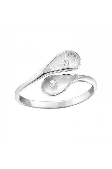 Sterling Silver Calalilly Ring With CZ - SS