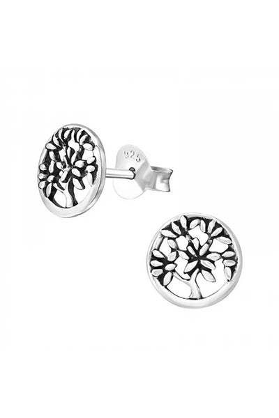 Sterling Silver Tree Of Life Ear Studs - SS