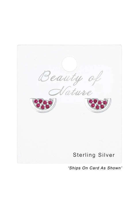 Children's Sterling Silver Watermelon Ear Studs With CZ - SS