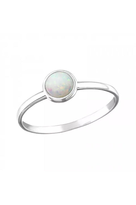 Sterling Silver Cab With Fire Snow Opal - SS