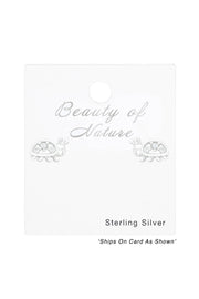 Sterling Silver Ladybug Ear Studs With Cubic Zirconia - SS