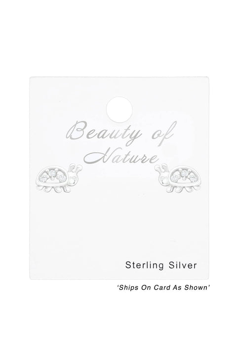 Sterling Silver Ladybug Ear Studs With Cubic Zirconia - SS