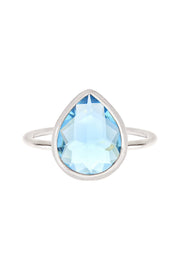 Sky Blue Crystal Teardrop Ring - SF