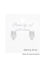 Sterling Silver Owl Ear Studs - SS