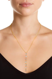 Blue Austrian Crystal Y Necklace - GF