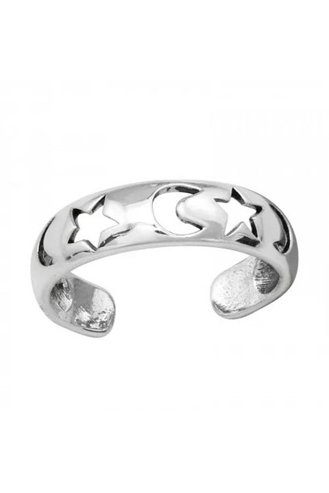 Sterling Silver Cutouts Adjustable Toe Ring - SS