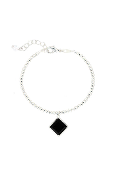 Black Onyx & Beaded Charm Bracelet - SF