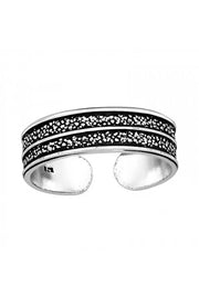 Sterling Silver Grainy Texture Adjustable Toe Ring - SS