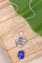 Blue Murano Glass With Sun & Moon Pendant Necklace - SF