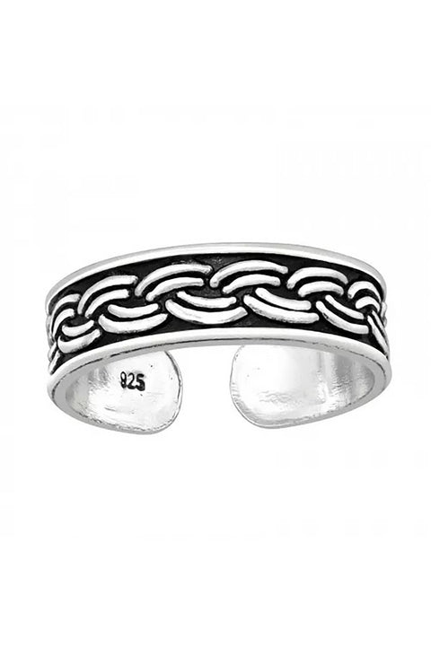 Sterling Silver Braided Adjustable Toe Ring - SS